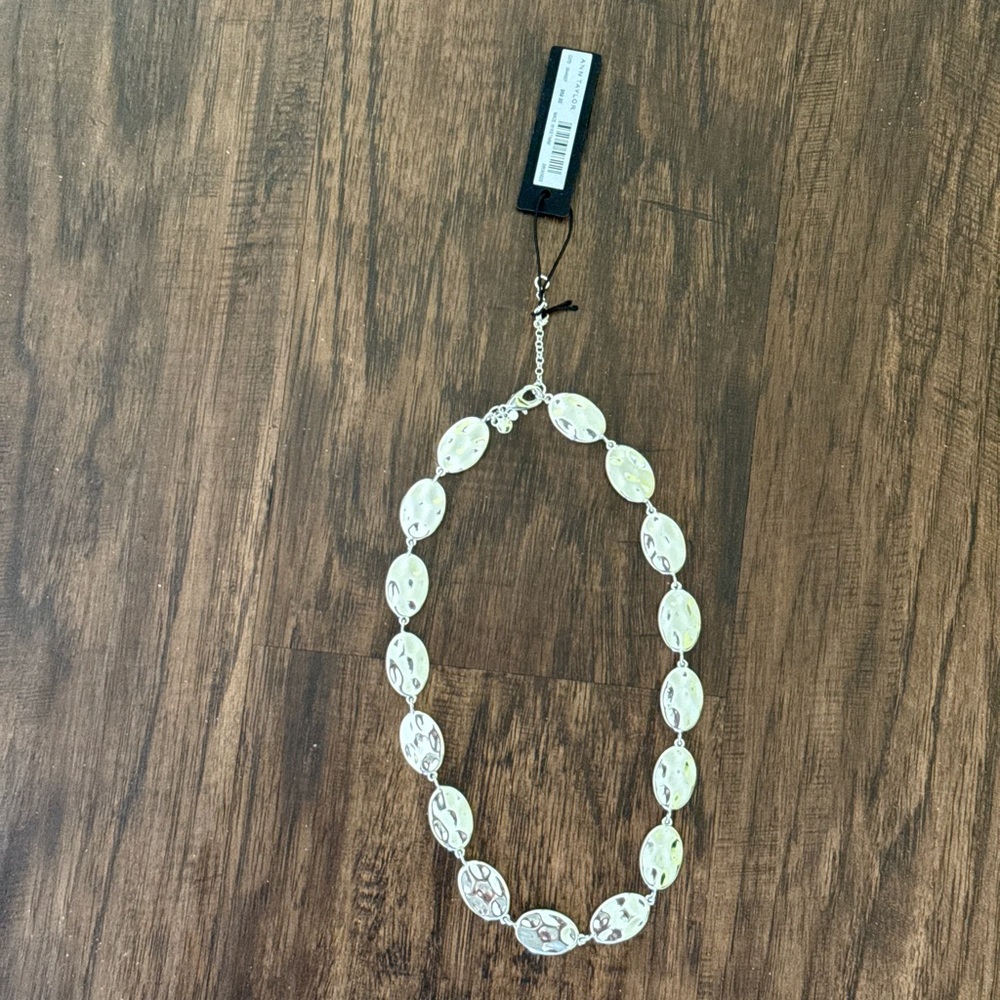 Ann Taylor textured metal disc Silver Necklace - Picture 13 of 15